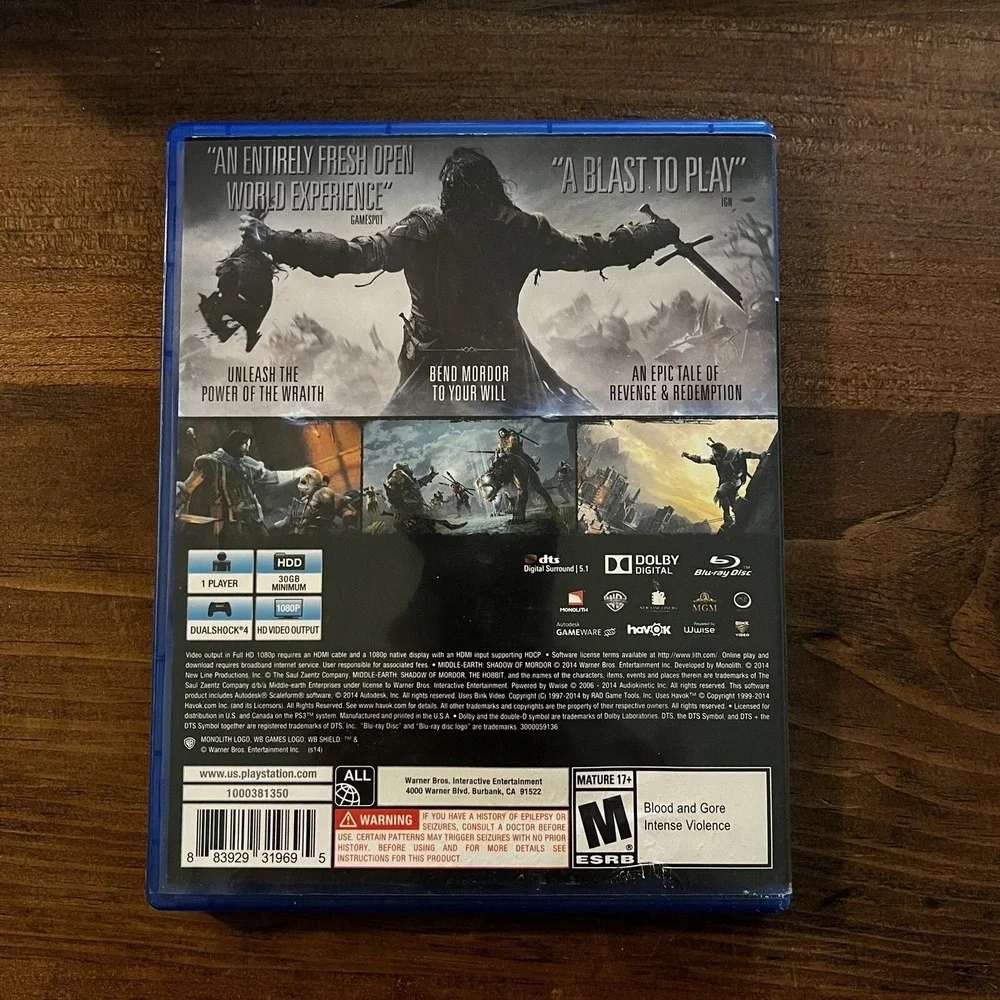 Middle Earth:Shadow of Mordor - Sony PlayStation 4